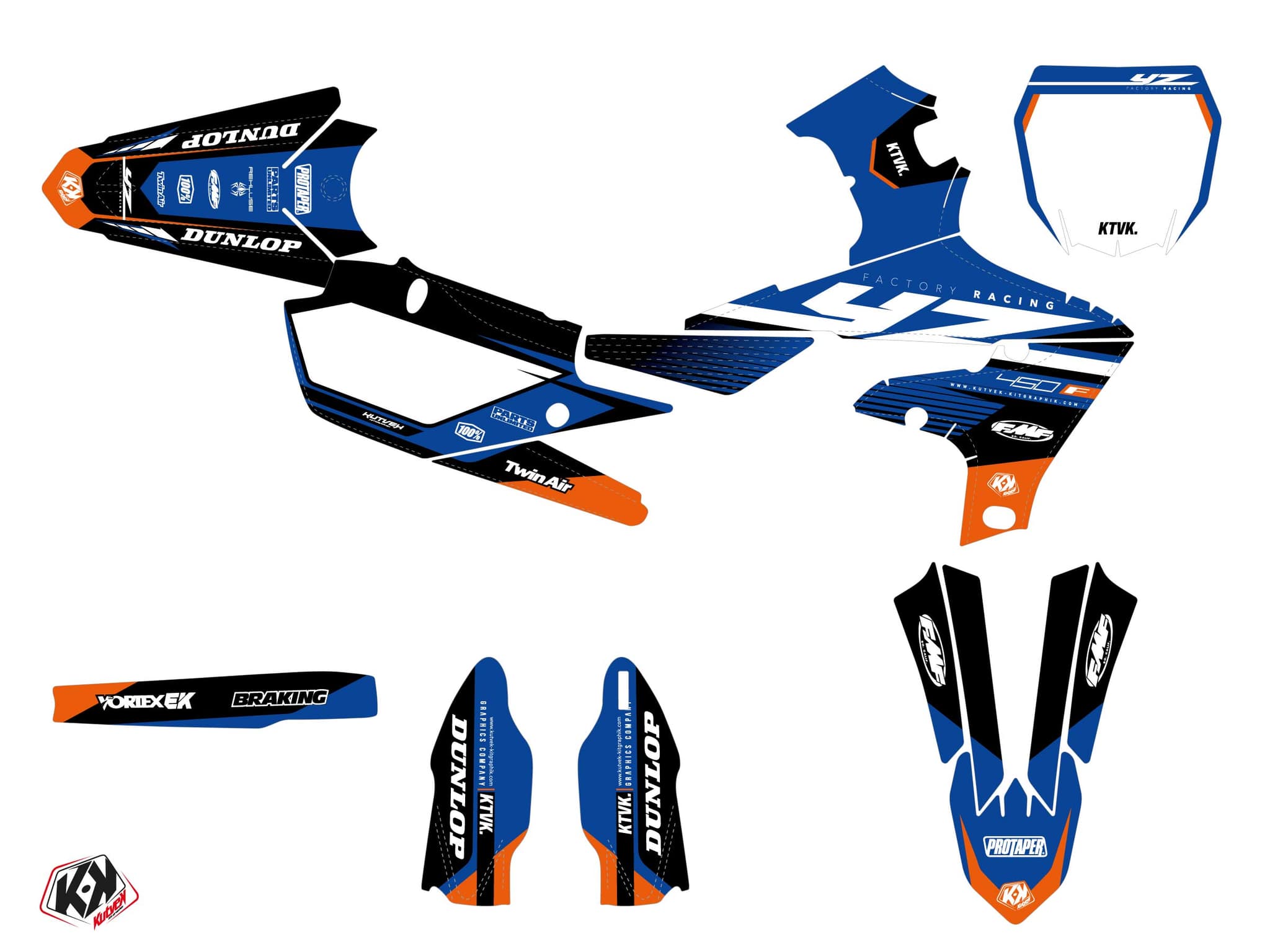 Graphic Kit Dirt Bike Shok Yamaha 450 YZF Blue | 450 YZF | Kutvek - View 2