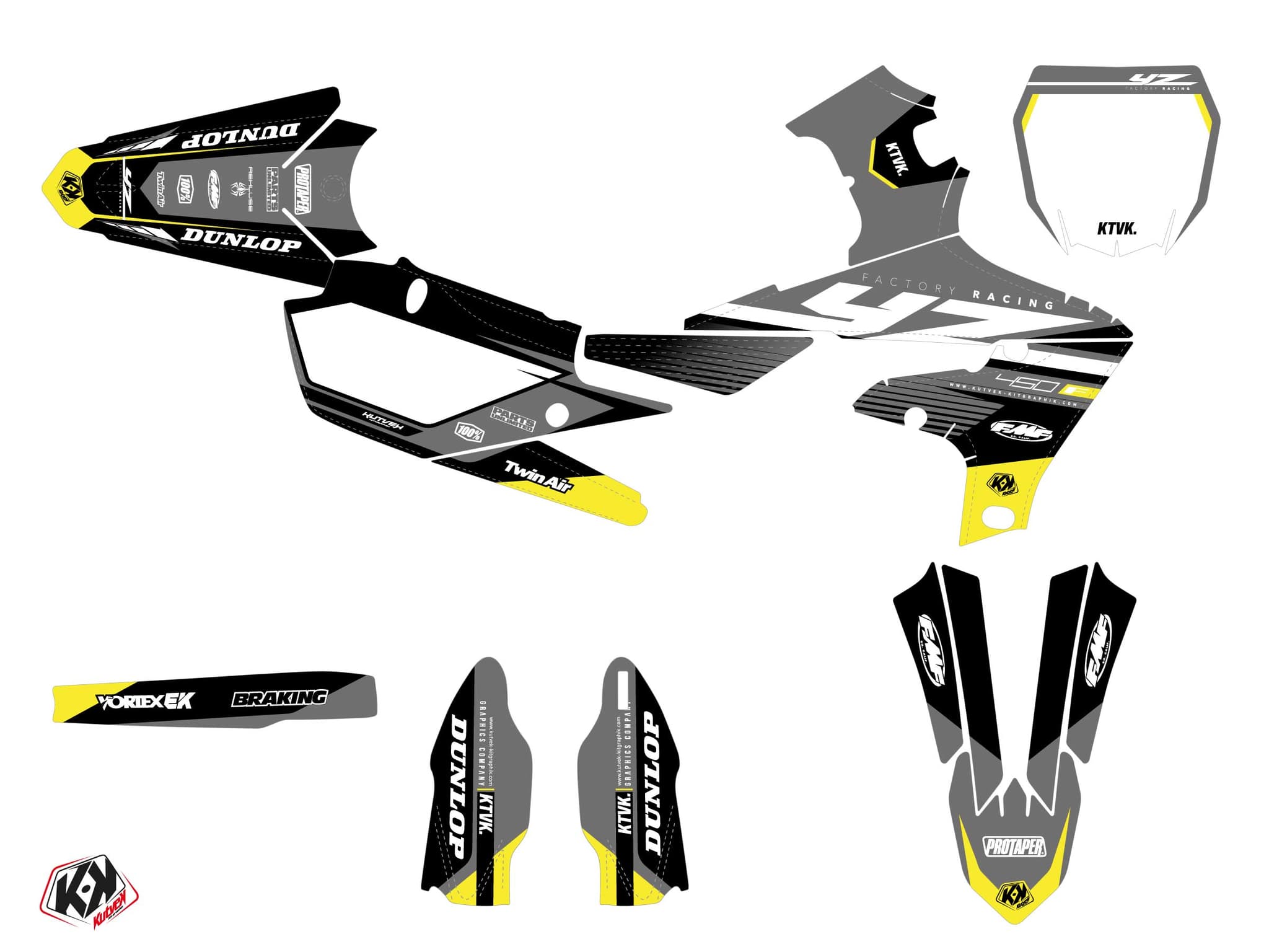 kit graphique motocross yamaha yz 450 f shok gris | 450 YZF | Kutvek - View 2