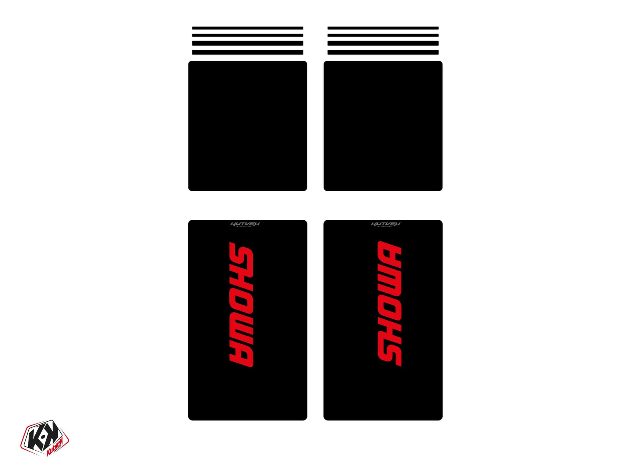 aufkleber für komplette moto-cross-gabel showa v2 schwarz - 305x185mm + 185x195mm (anpassbar)