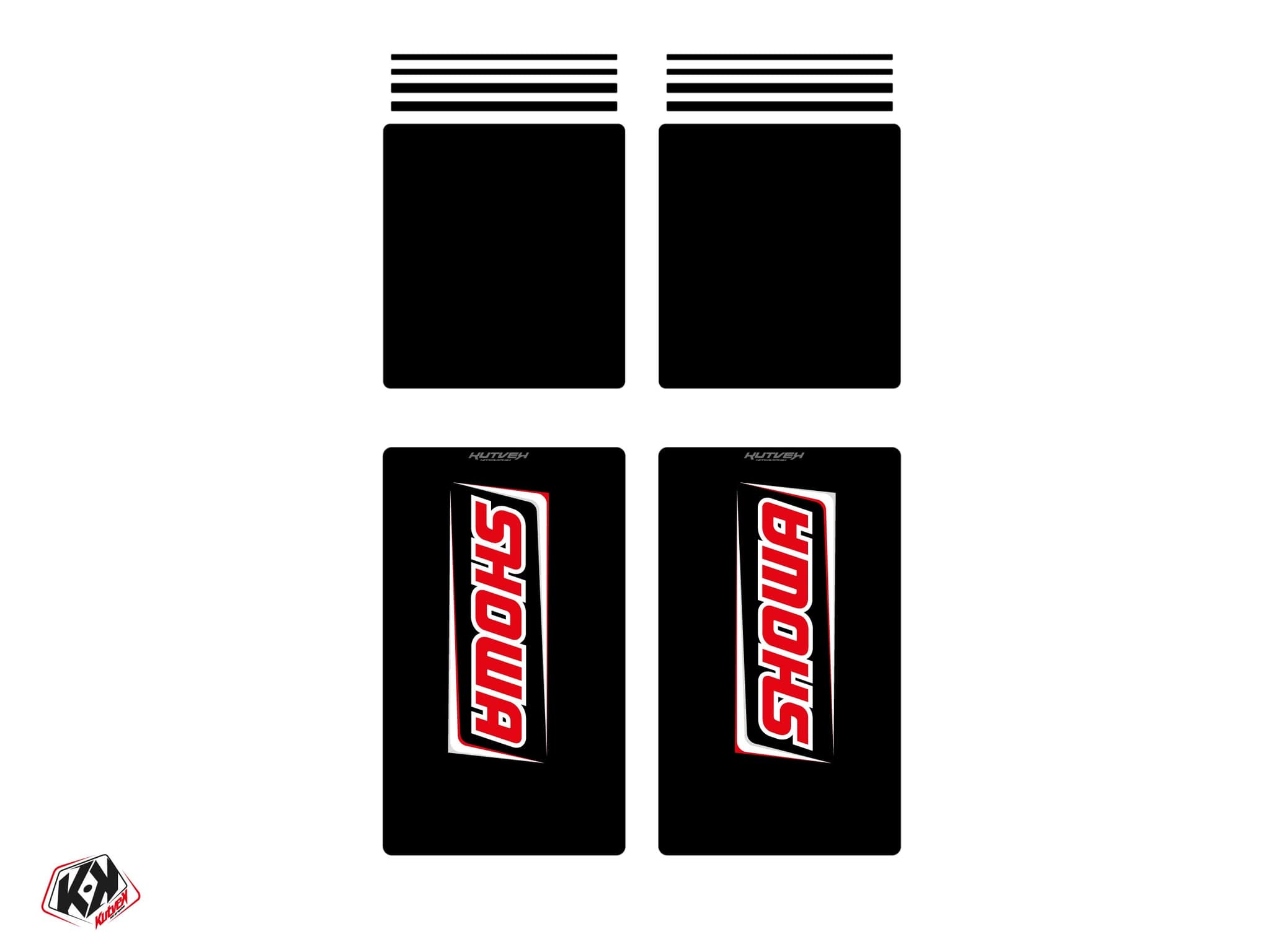 aufkleber für komplette moto-cross-gabel showa v3 schwarz - 305x185mm + 185x195mm (anpassbar)