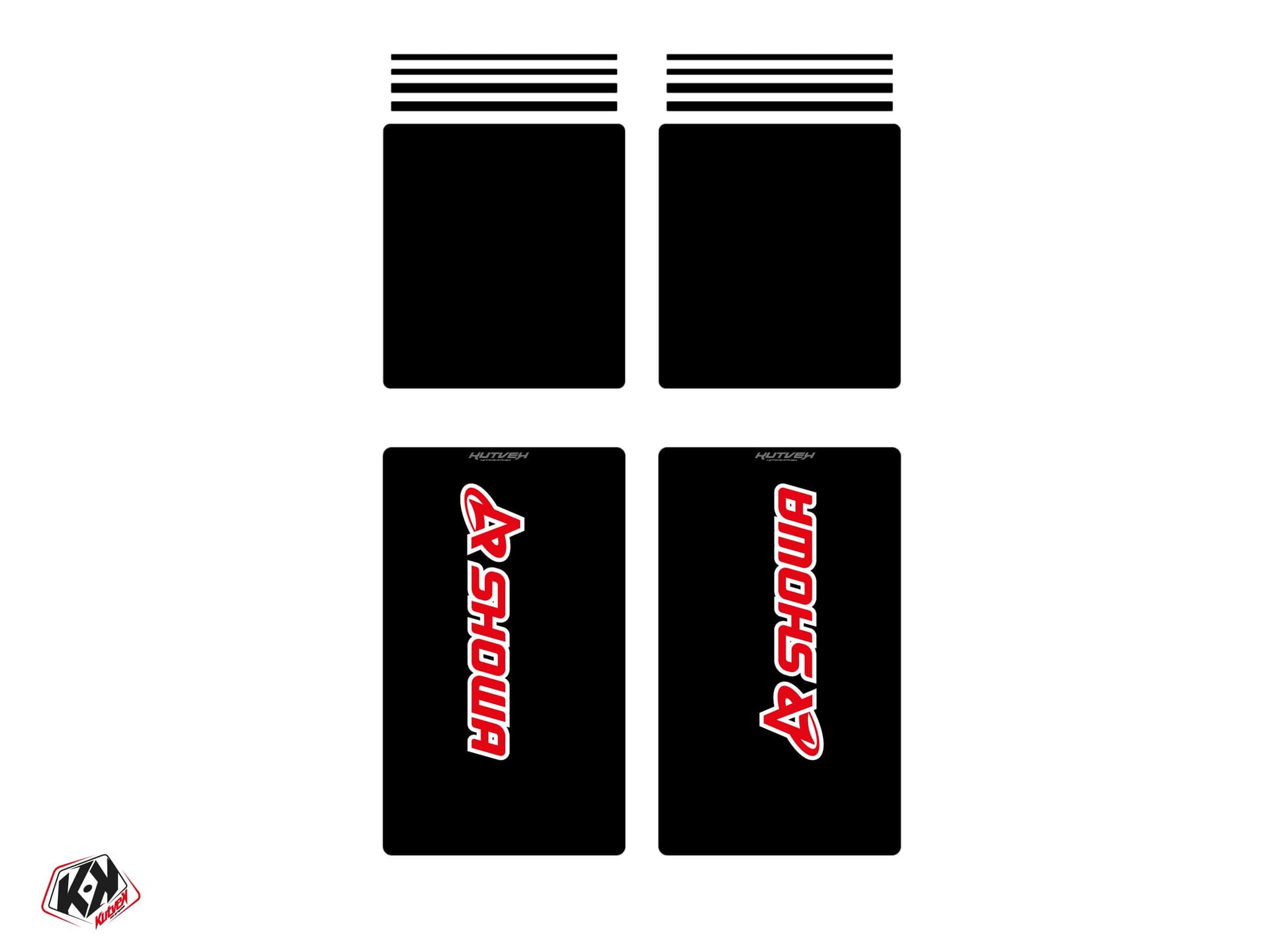 aufkleber für komplette moto-cross-gabel showa v4 schwarz - 305x185mm + 185x195mm (anpassbar)