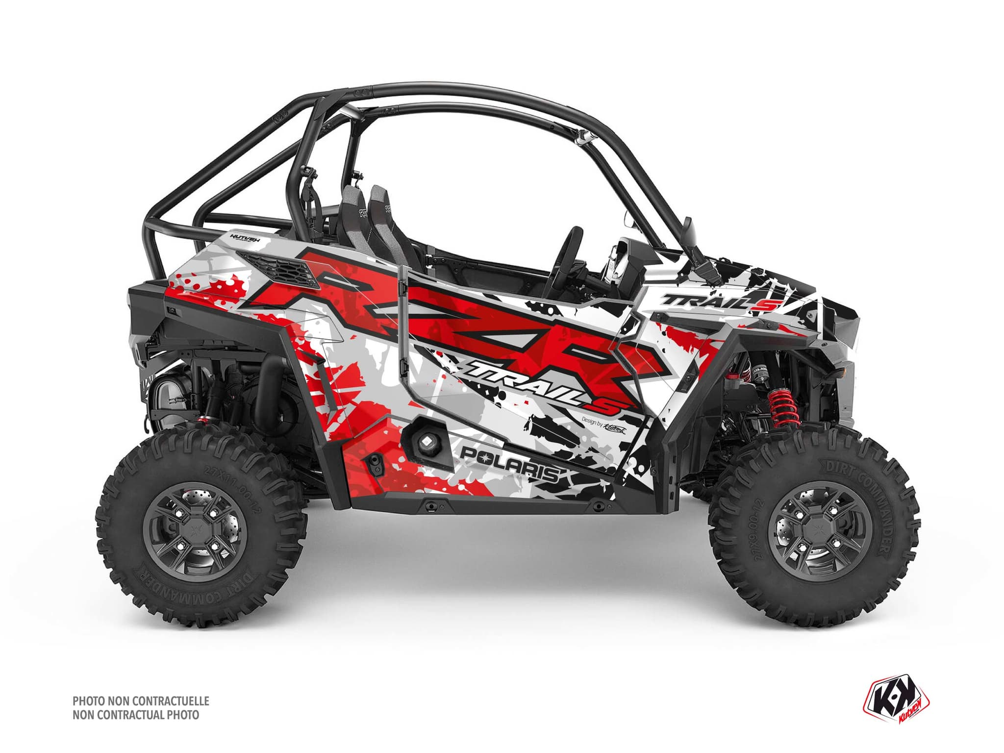 kit graphique ssv polaris rzr trail s shred rouge  