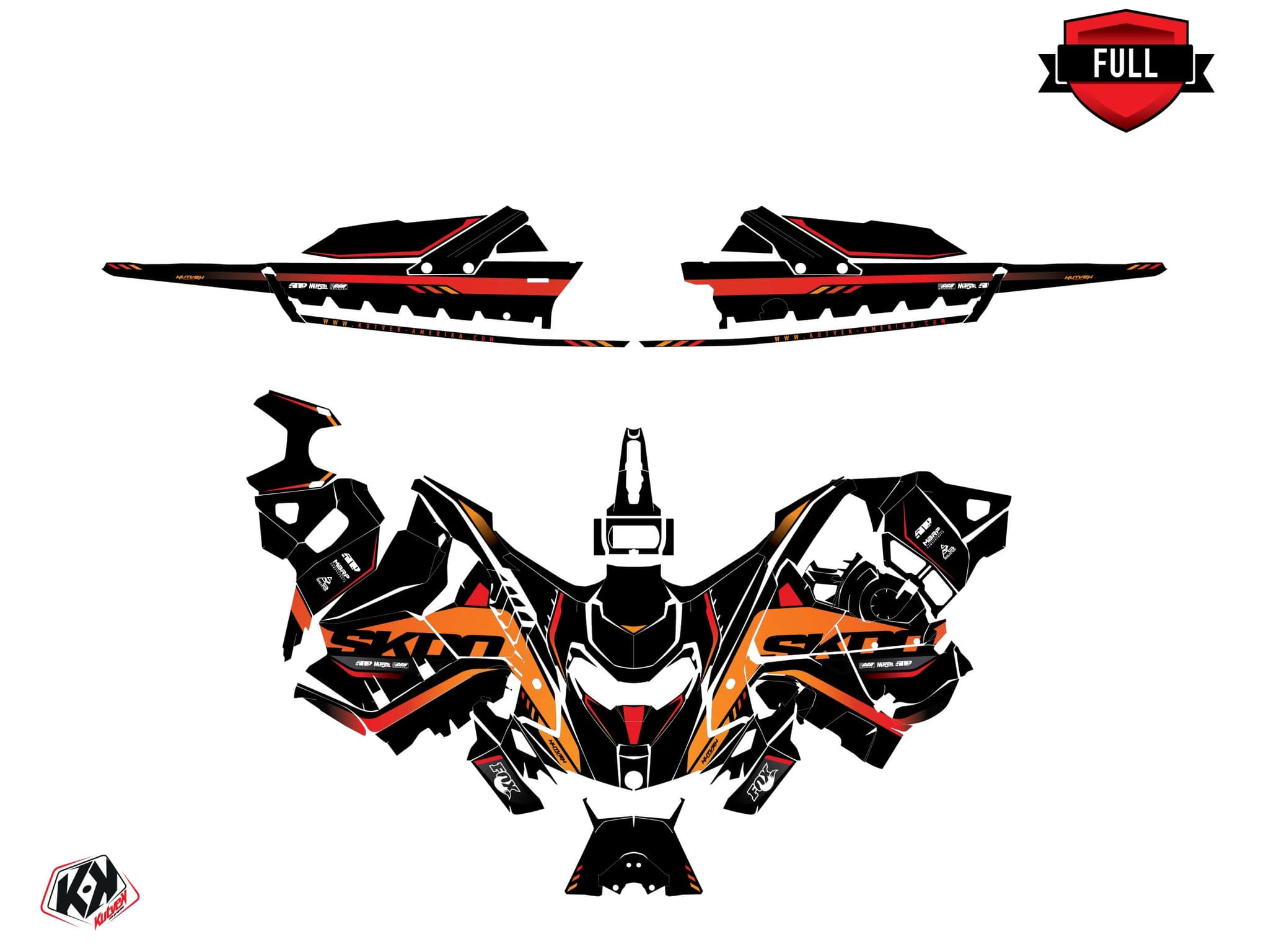 Kit graphique Motoneige SKIDOO MXZ TNT 850 E-TEC FADE Orange | Skidoo | Kutvek - View 3