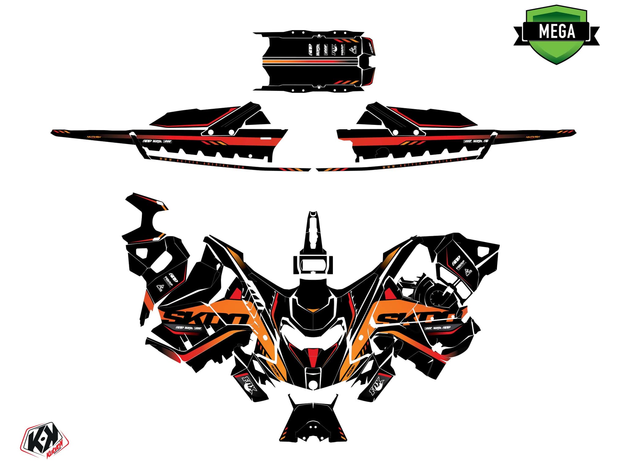 Kit graphique Motoneige SKIDOO MXZ TNT 850 E-TEC FADE Orange | Skidoo | Kutvek - View 4