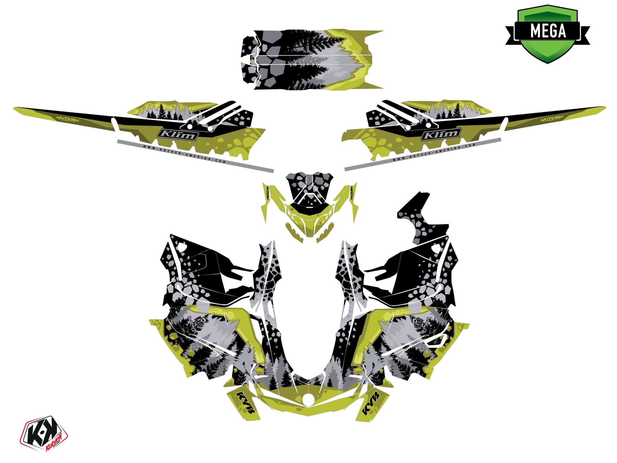 Kit graphique Motoneige SKIDOO SUMMIT BURTON GARNET Vert | Skidoo | Kutvek - View 4