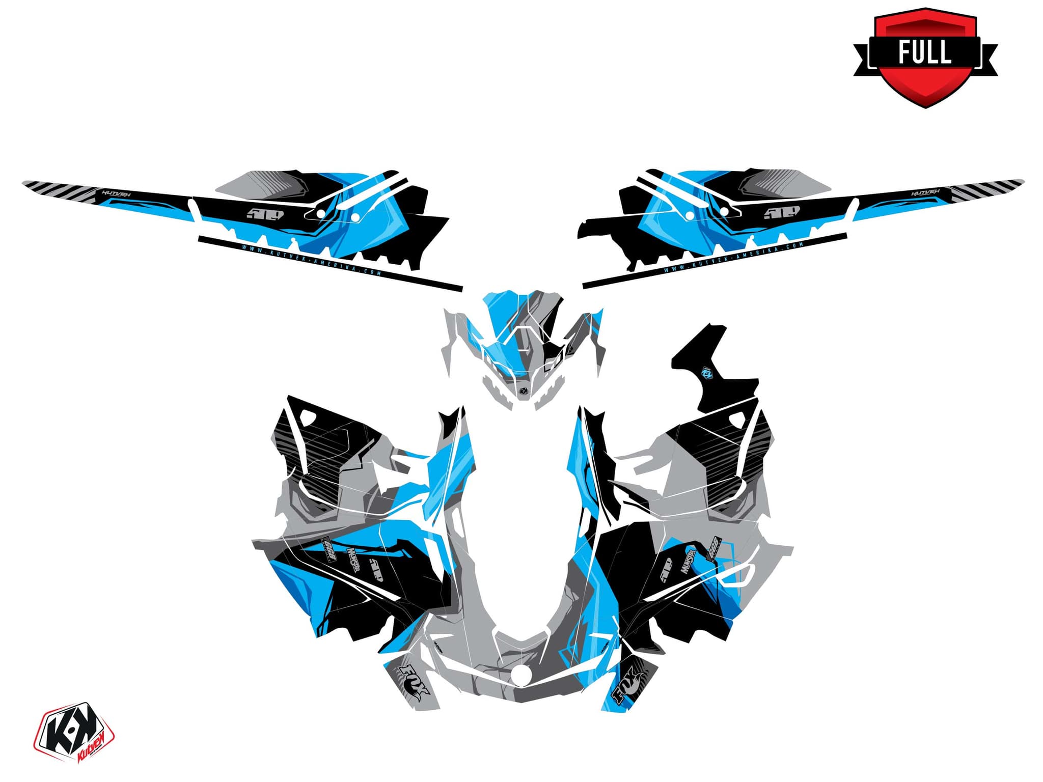 Snowmobile SKIDOO SUMMIT EVEREST KLIFF Blue graphic kit | Skidoo | Kutvek - View 3