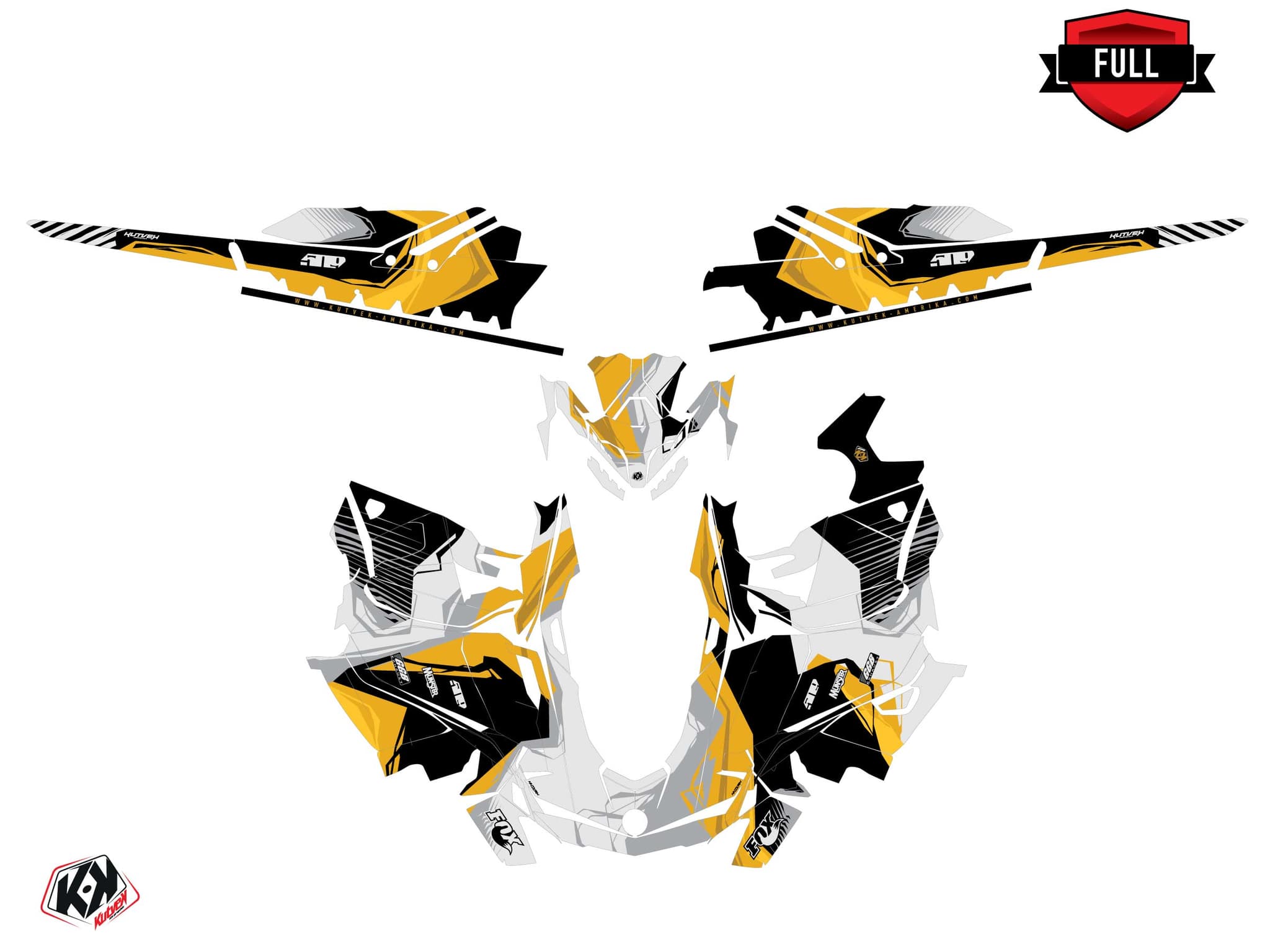 Kit graphique Motoneige SKIDOO SUMMIT X-EXPERT 850 E-TEC TURBO KLIFF Jaune | Skidoo | Kutvek - View 3
