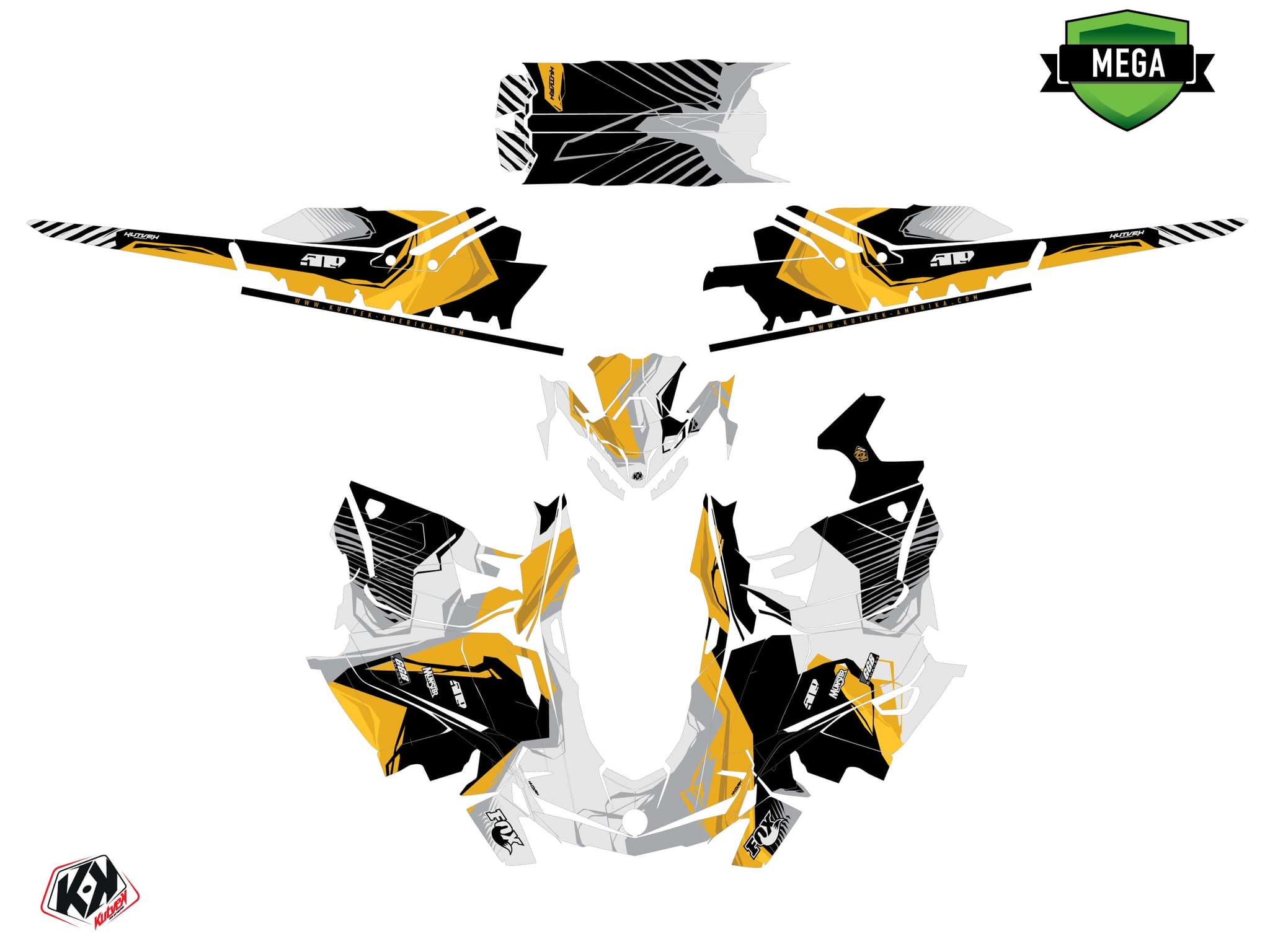 Kit graphique Motoneige SKIDOO SUMMIT X-EXPERT 850 E-TEC TURBO KLIFF Jaune | Skidoo | Kutvek - View 4