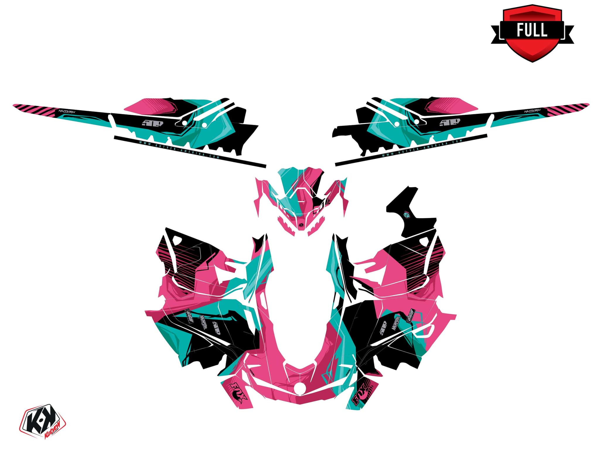 Kit graphique Motoneige SKIDOO SUMMIT X-EXPERT 850 E-TEC TURBO KLIFF Rose | Skidoo | Kutvek - View 3