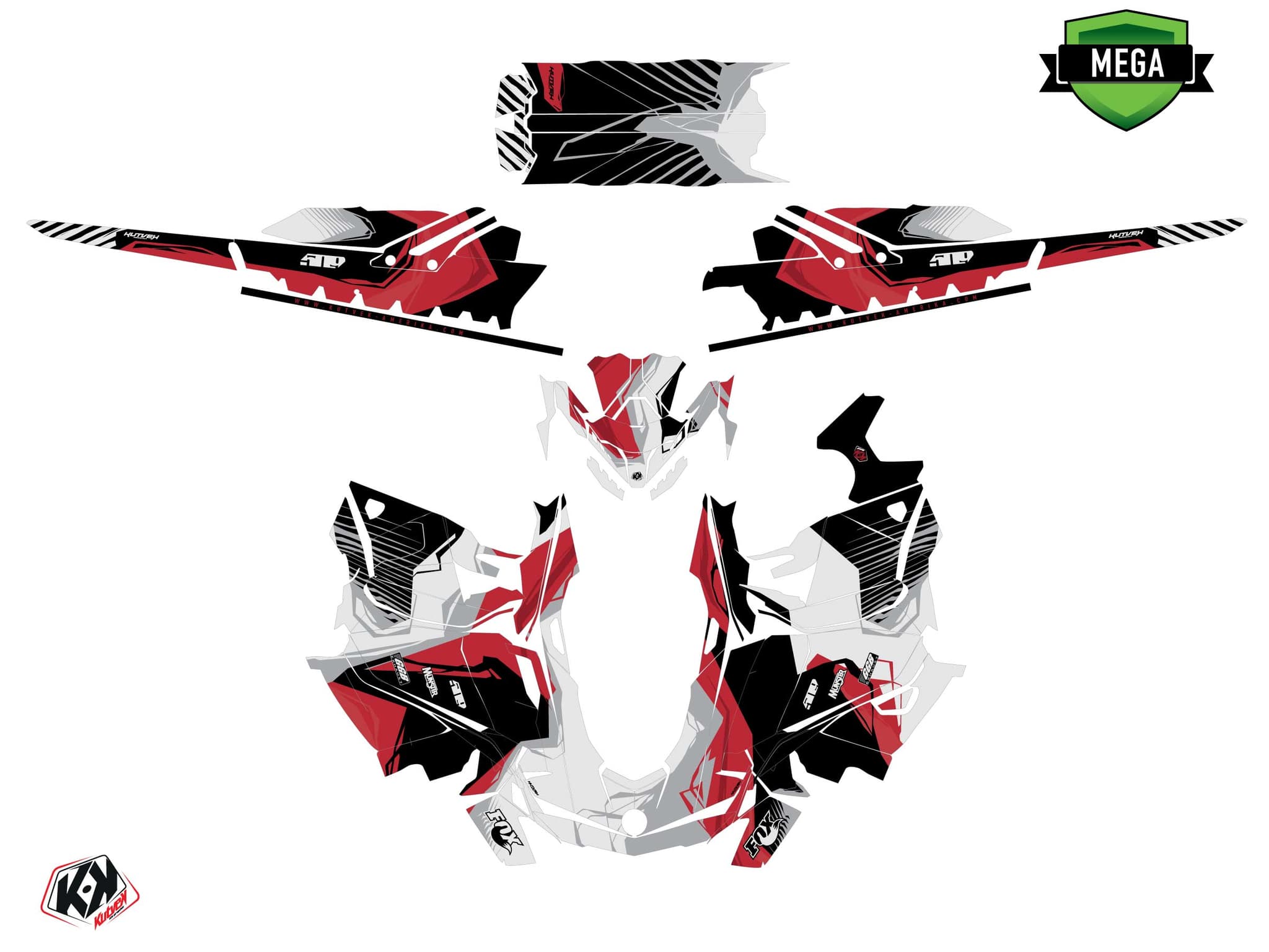 Kit graphique Motoneige SKIDOO SUMMIT X T3 600 HO E-TEC KLIFF Rouge | Skidoo | Kutvek - View 4