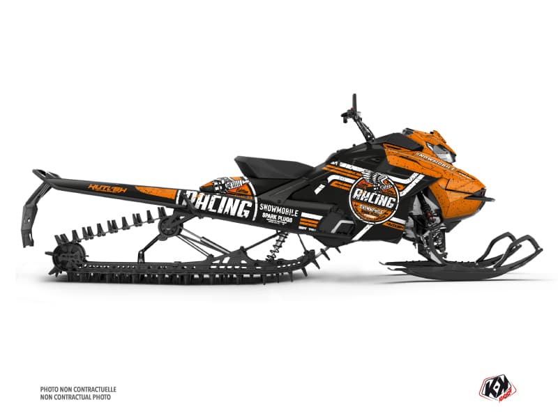 Kit déco RACING Noir-Orange MOTONEIGE SKIDOO BACKCOUNTRY X-RS 850 E-TEC