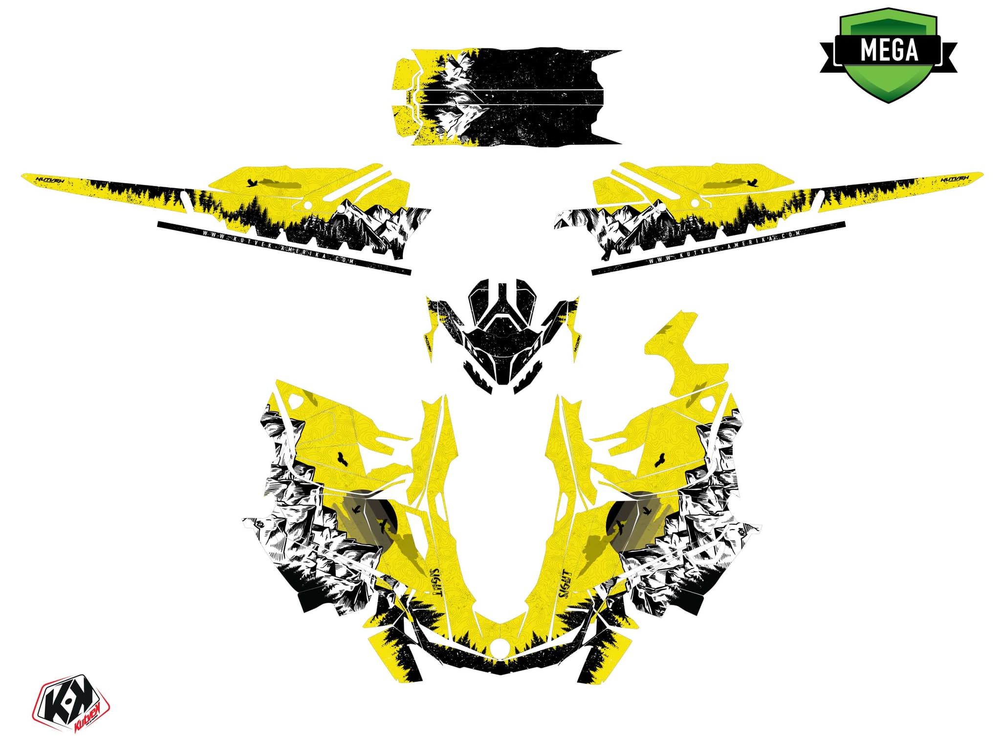 Kit graphique Motoneige SKIDOO GRAND TOURING 600 E-TEC sight Jaune | Skidoo | Kutvek - View 4
