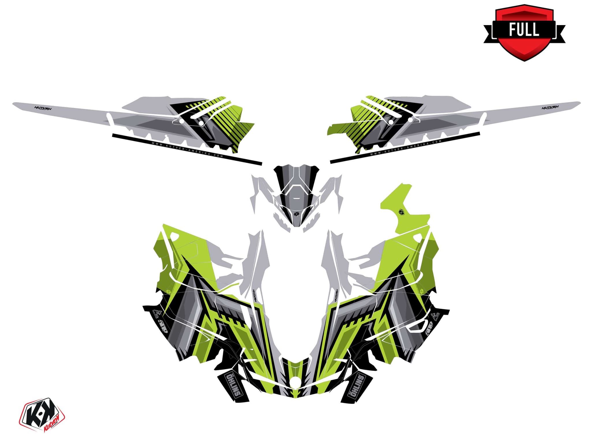 Kit graphique Motoneige SKIDOO MXZ X 800R E-TEC SQUADRON Vert | Skidoo | Kutvek - View 3