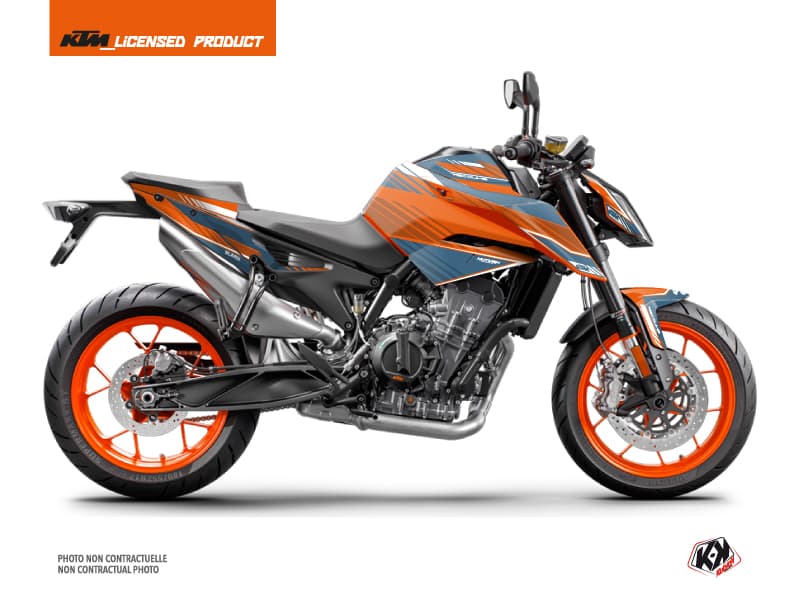 kit graphique moto ktm duke 790 slash orange-bleu  
