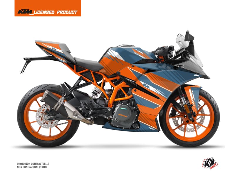 kit graphique moto ktm rc 125 slash orange-bleu  