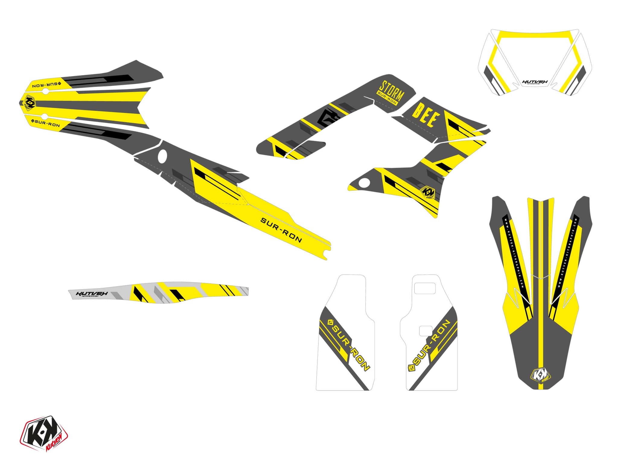 dirt bike sur-ron storm-bee enduro slice yellow  graphic kit | Sur-Ron | Kutvek - View 2