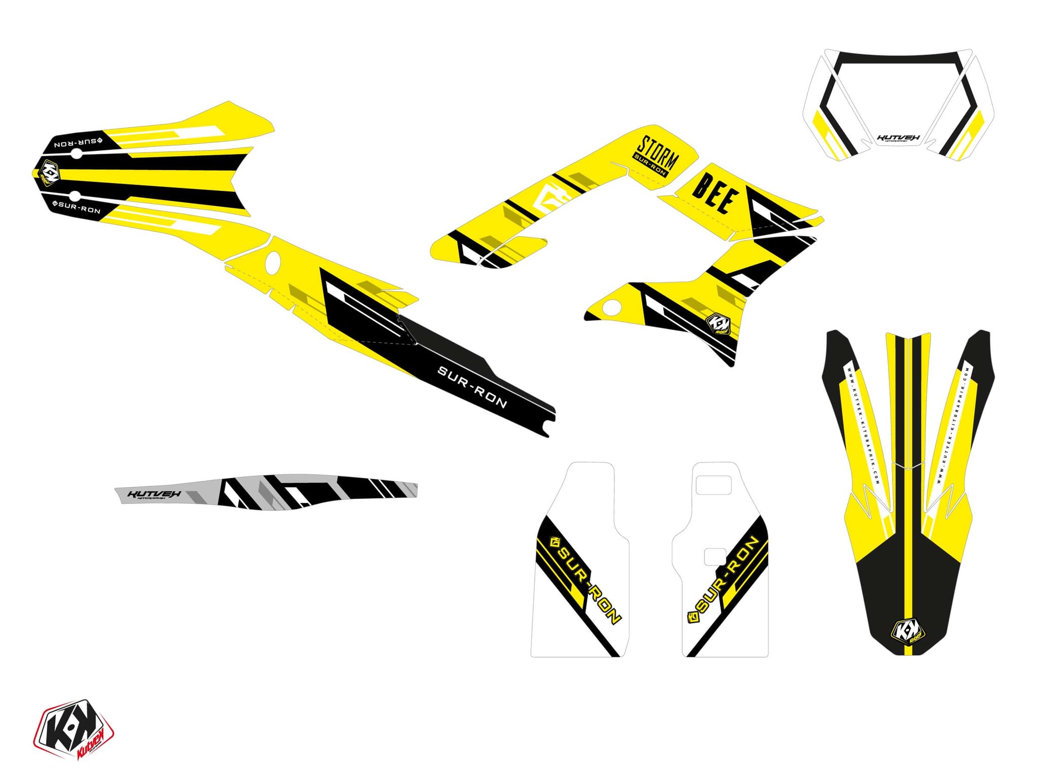 kit graphique motocross sur-ron storm-bee enduro slice gris | Sur-Ron | Kutvek - View 2