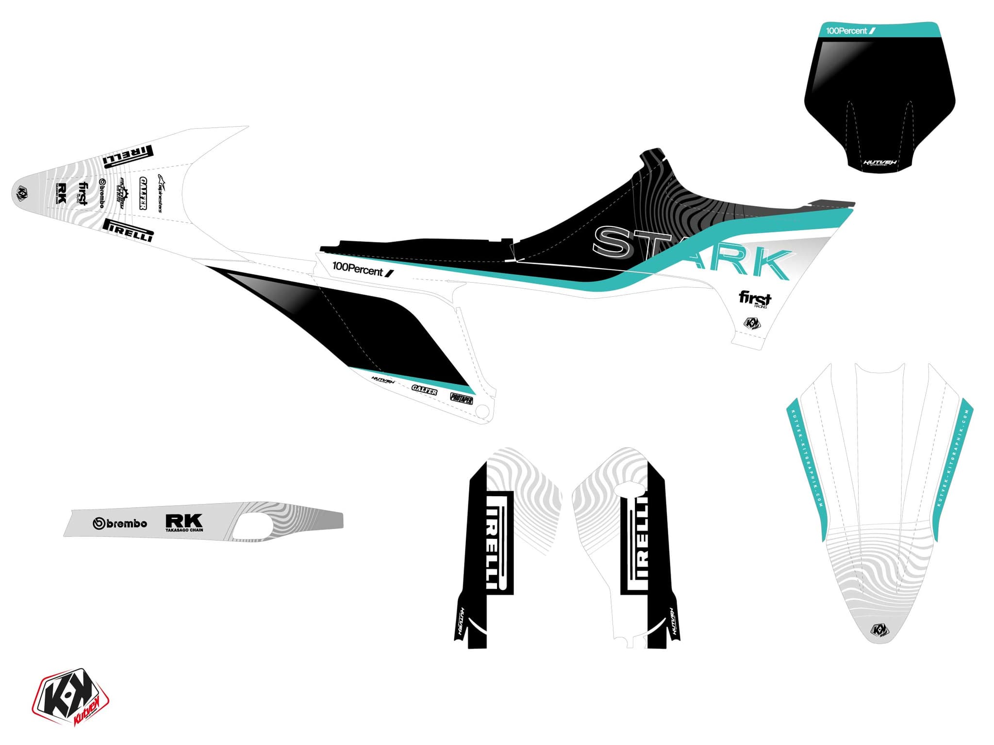 dirt bike stark future varg slide turquoise  graphic kit | Stark Future | Kutvek - View 2