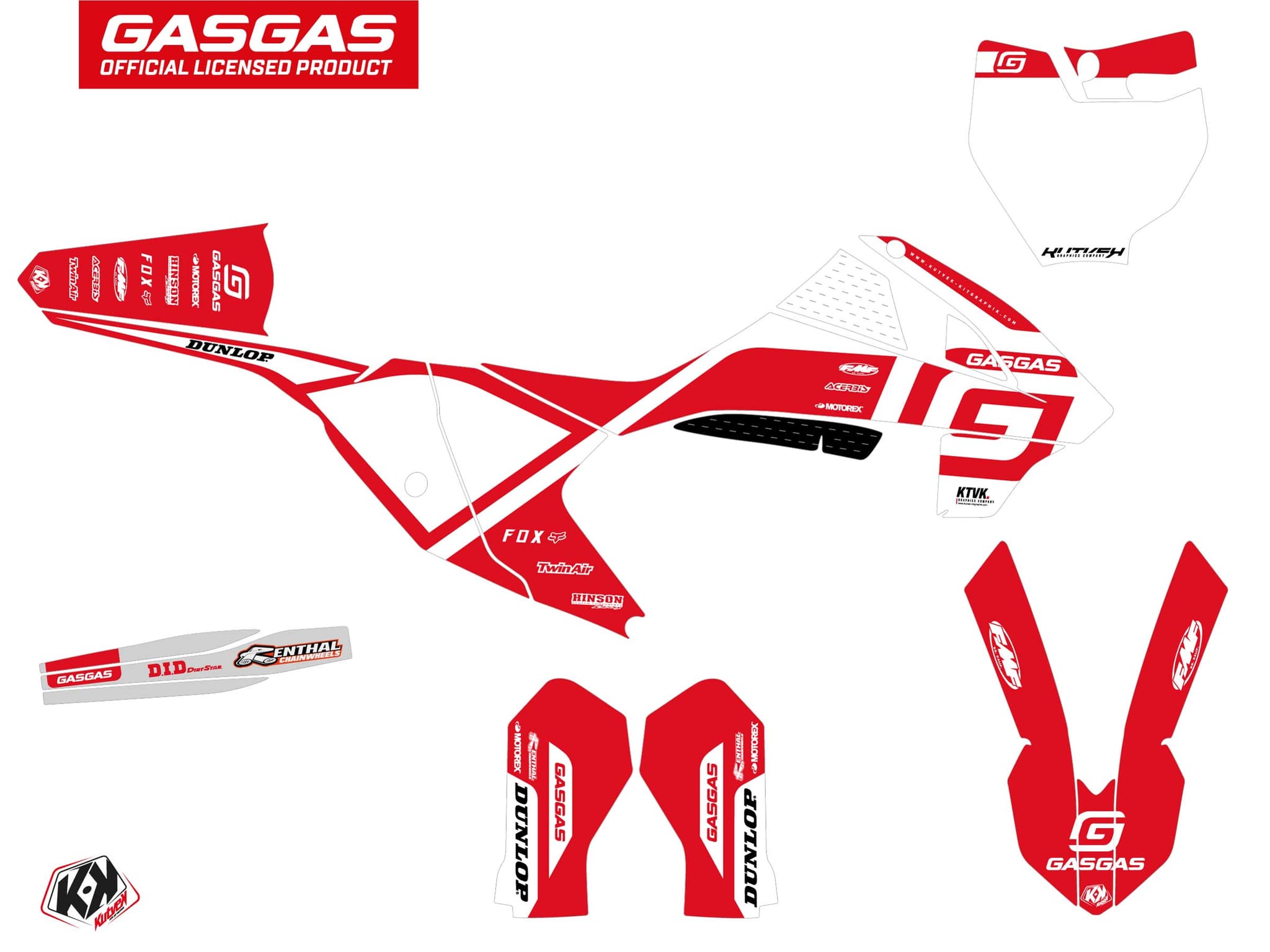 deko-set moto-cross spline gasgas mc 65 weiß | GASGAS | Kutvek - View 3