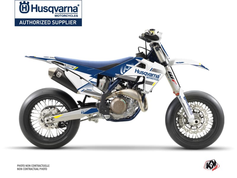 kit graphique motocross husqvarna fs 450 split blanc-bleu  