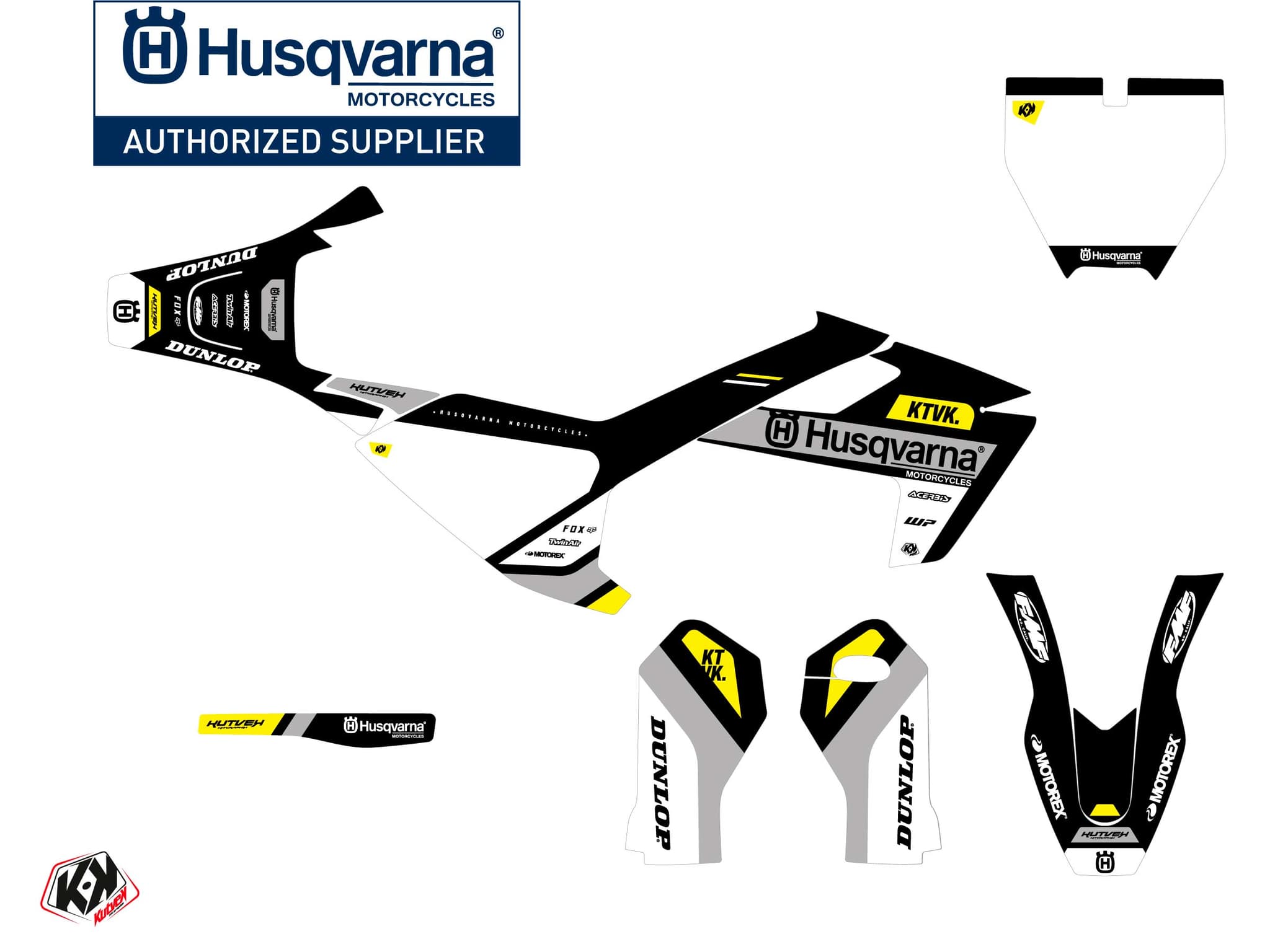 Kit graphique Moto Cross Start Husqvarna EE-5 Jaune | Husqvarna | Kutvek - View 2