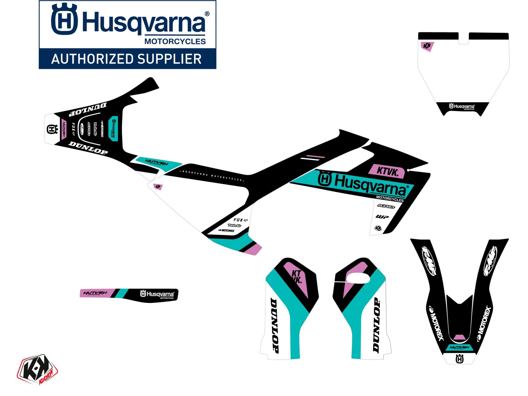 kit graphique motocross husqvarna e e5 start turquoise | Husqvarna | Kutvek - View 2