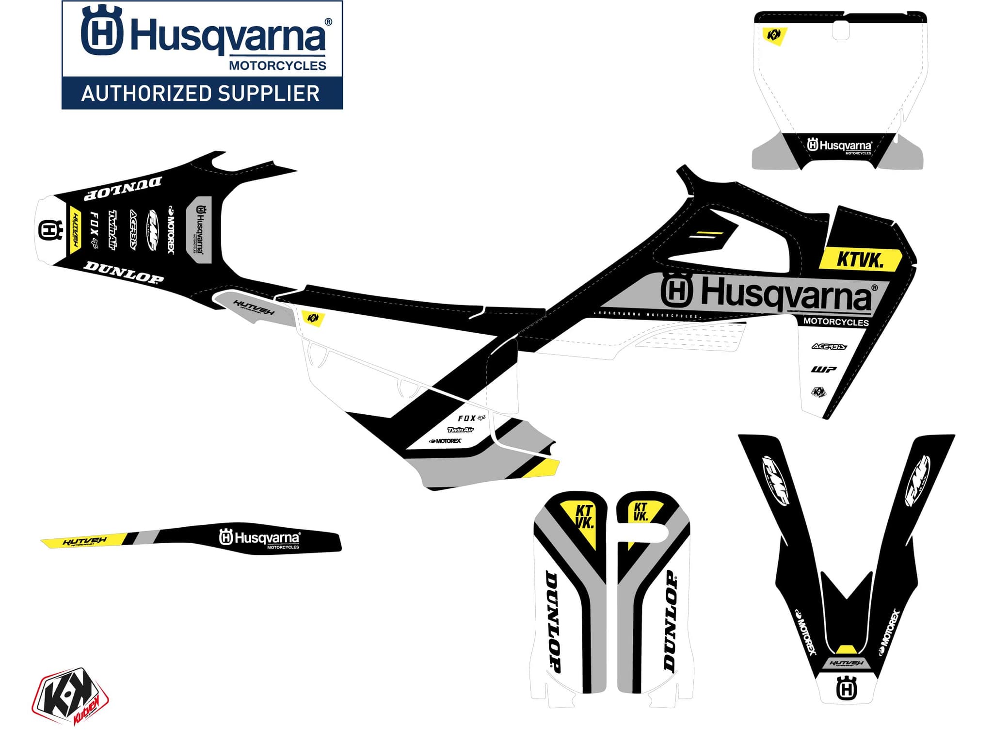 Kit graphique Moto Cross Start Husqvarna FC 450 Jaune | Husqvarna | Kutvek - View 2