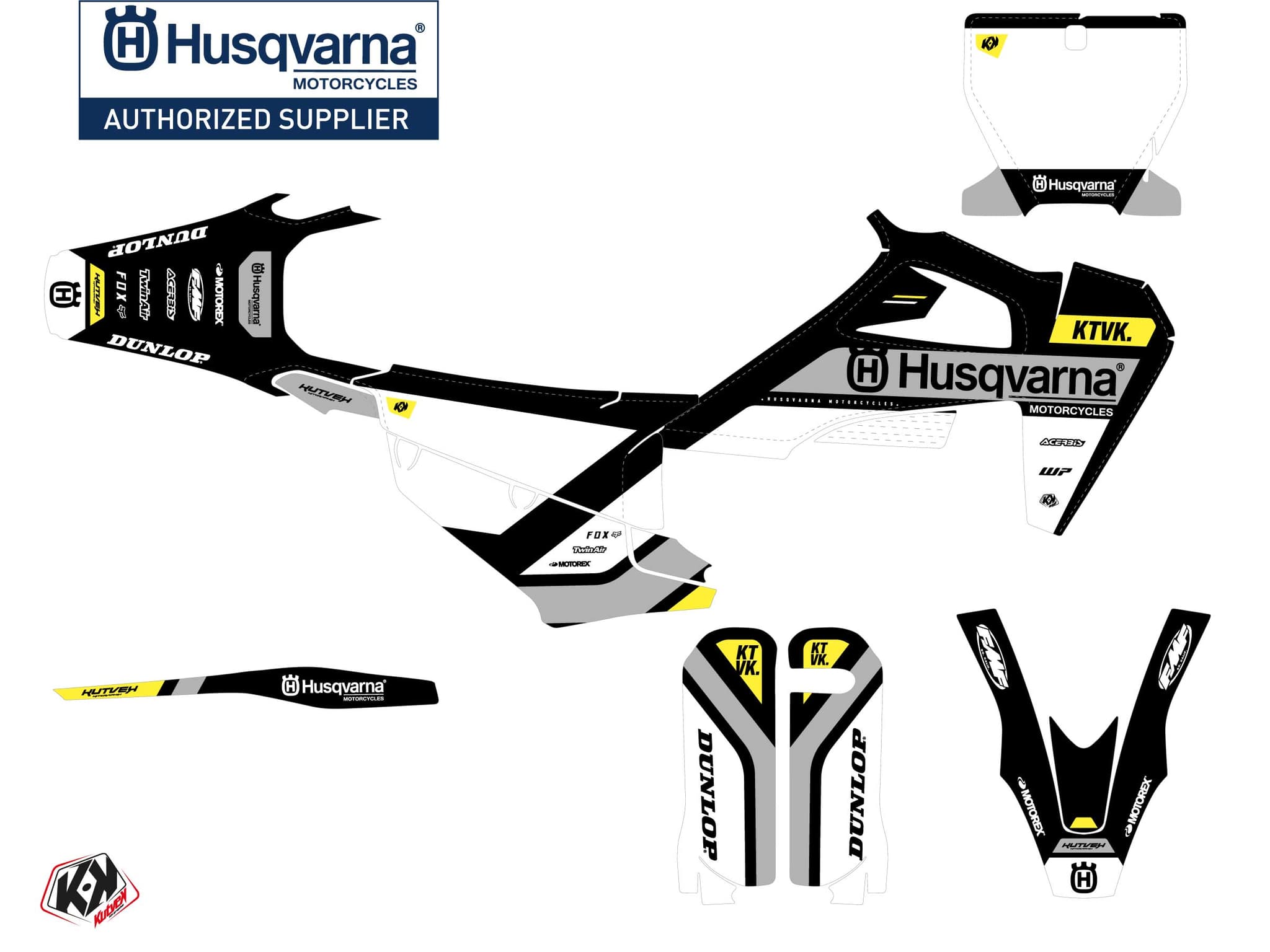 kit graphique motocross start husqvarna 450 fs jaune | Husqvarna | Kutvek - View 2
