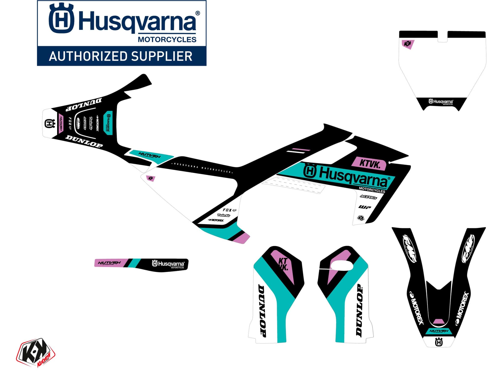 kit graphique motocross husqvarna tc 50 start turquoise | Husqvarna | Kutvek - View 2