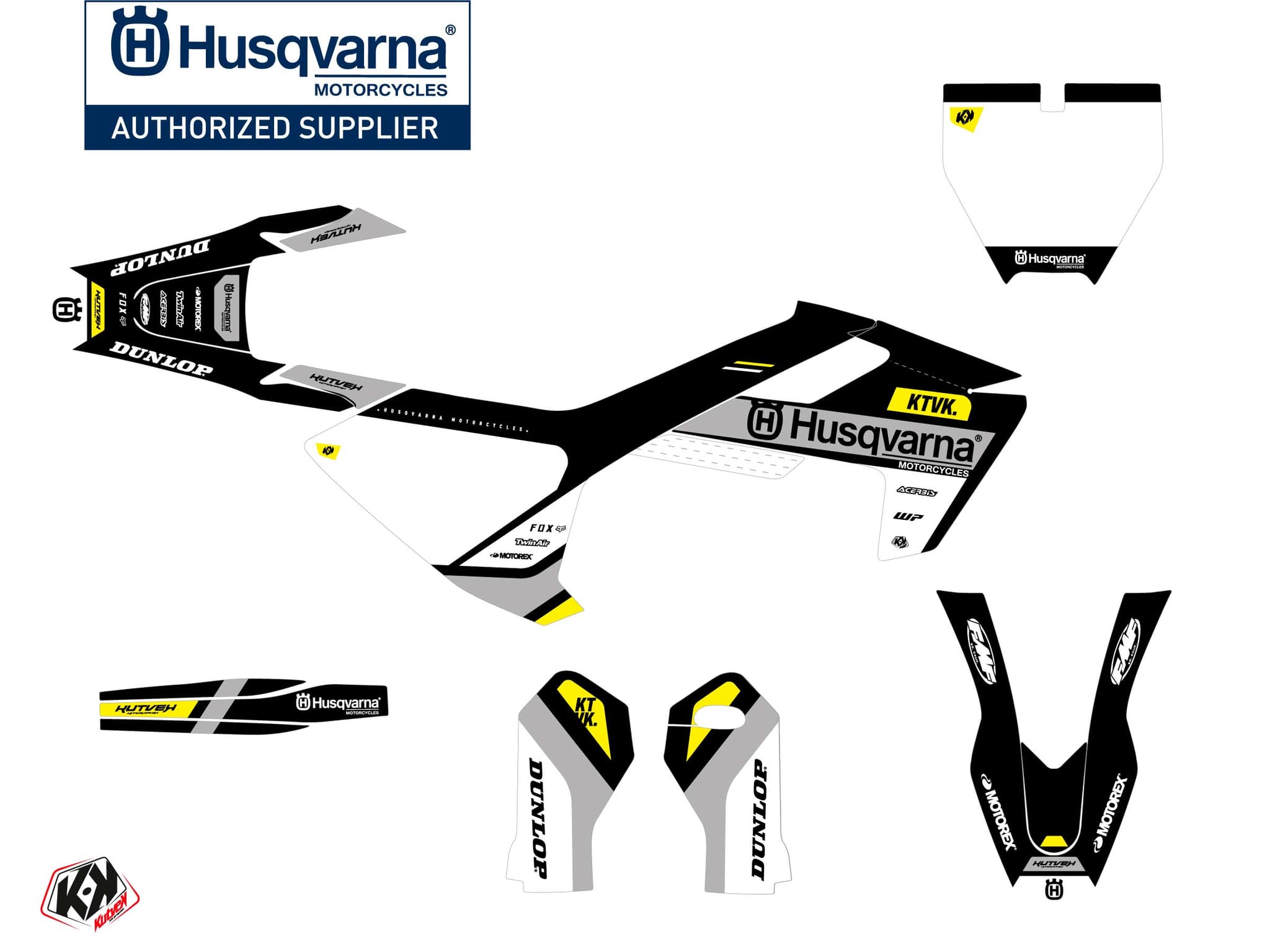 Kit graphique Moto Cross Start Husqvarna TC 65 Jaune | Husqvarna | Kutvek - View 2