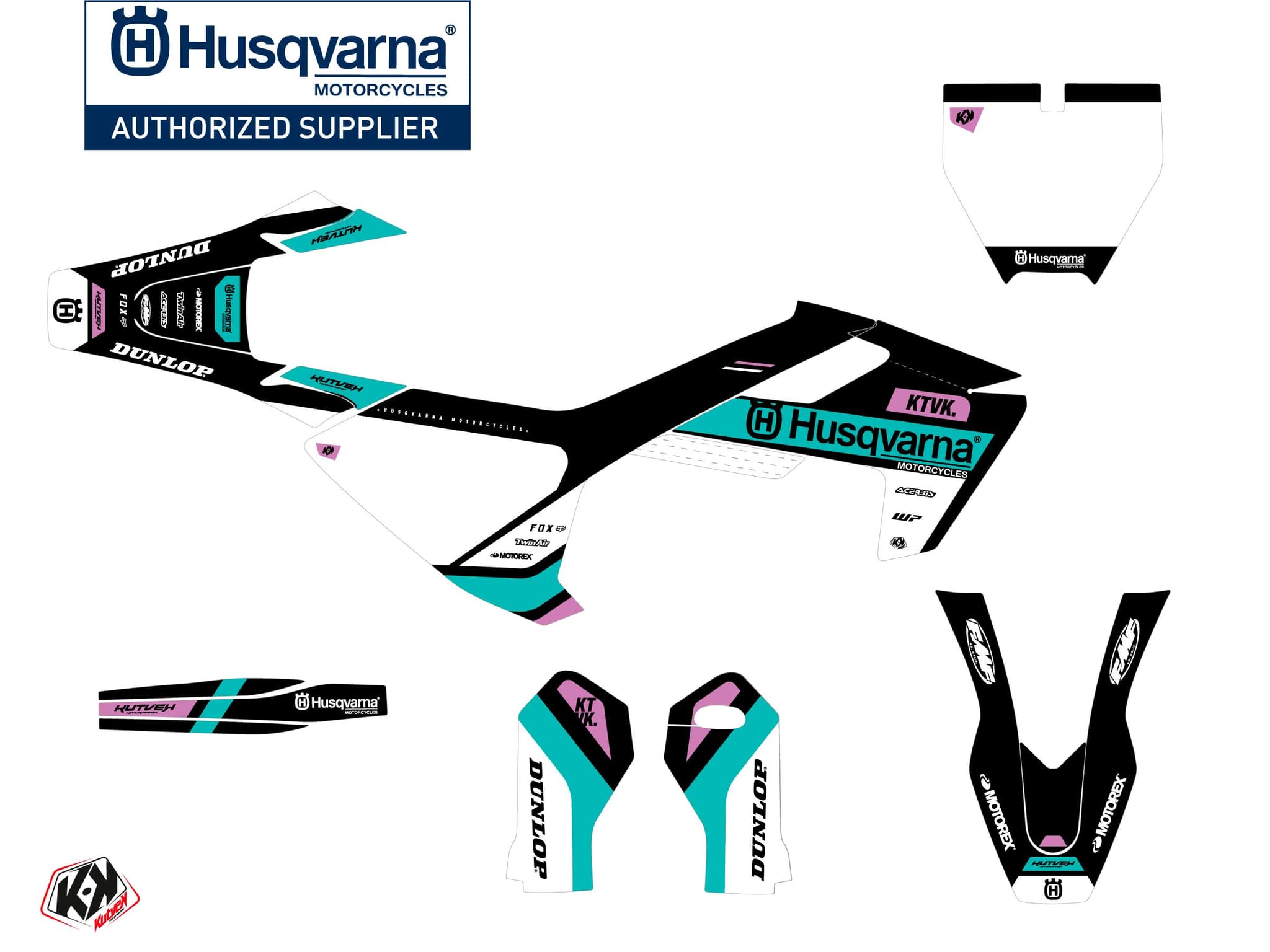 kit graphique motocross husqvarna tc 65 start turquoise | Husqvarna | Kutvek - View 2