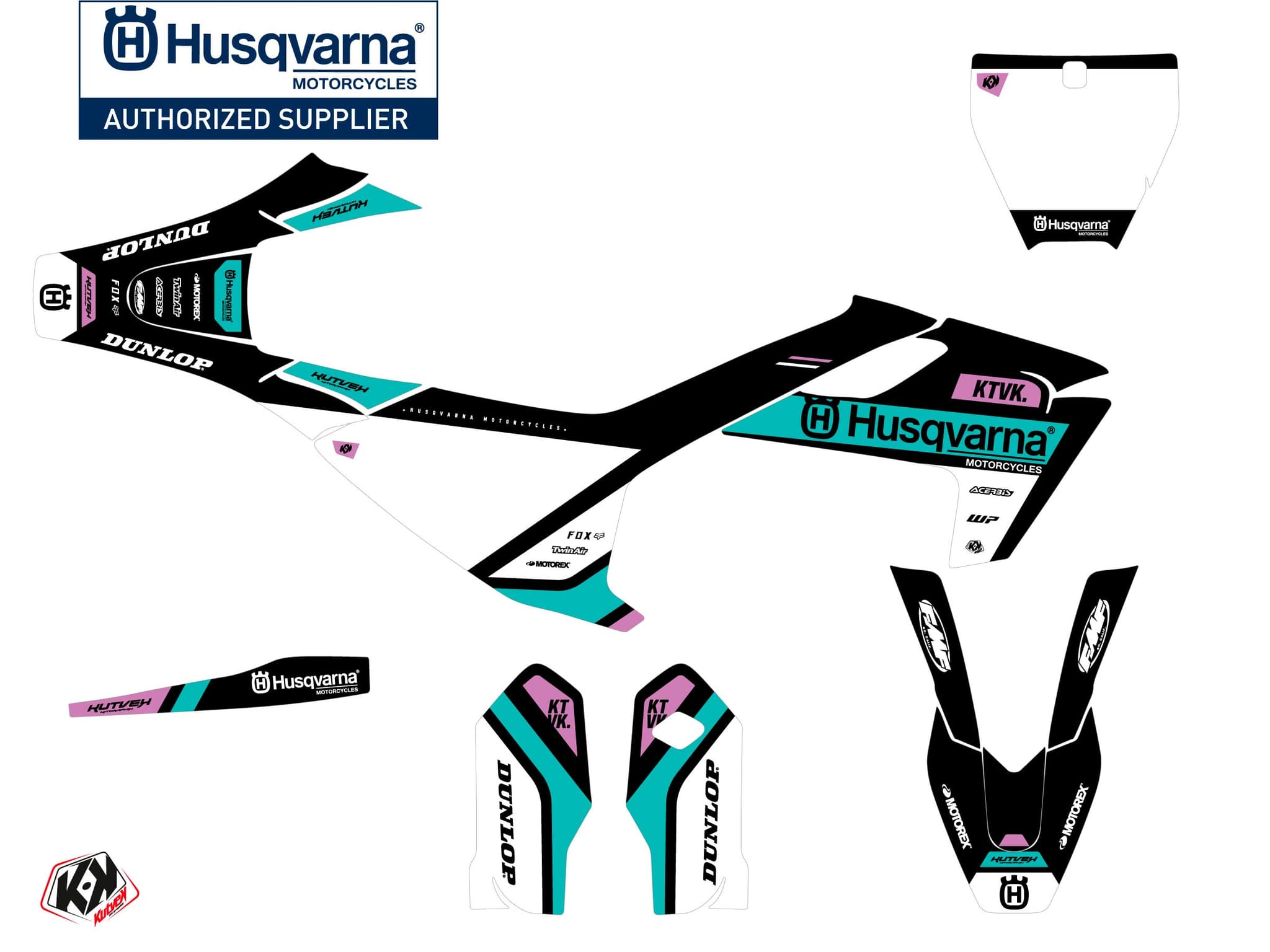kit graphique motocross husqvarna tc 85 start turquoise | Husqvarna | Kutvek - View 2
