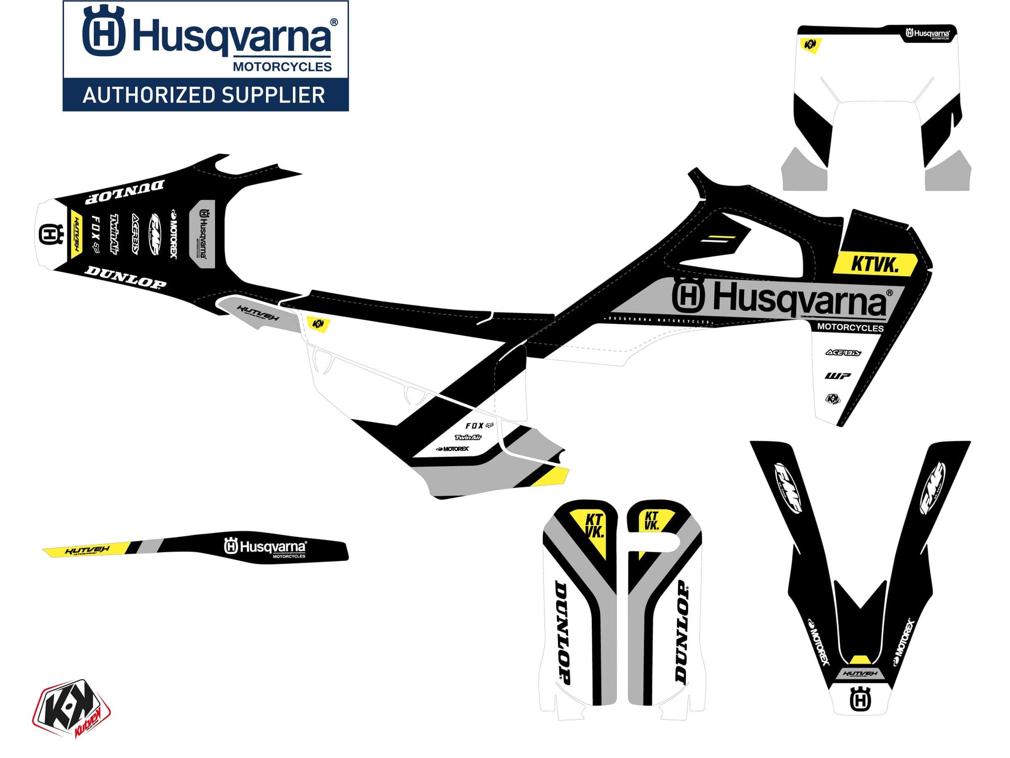 Kit graphique Moto Cross Start Husqvarna 250 TE Jaune | Husqvarna | Kutvek - View 2