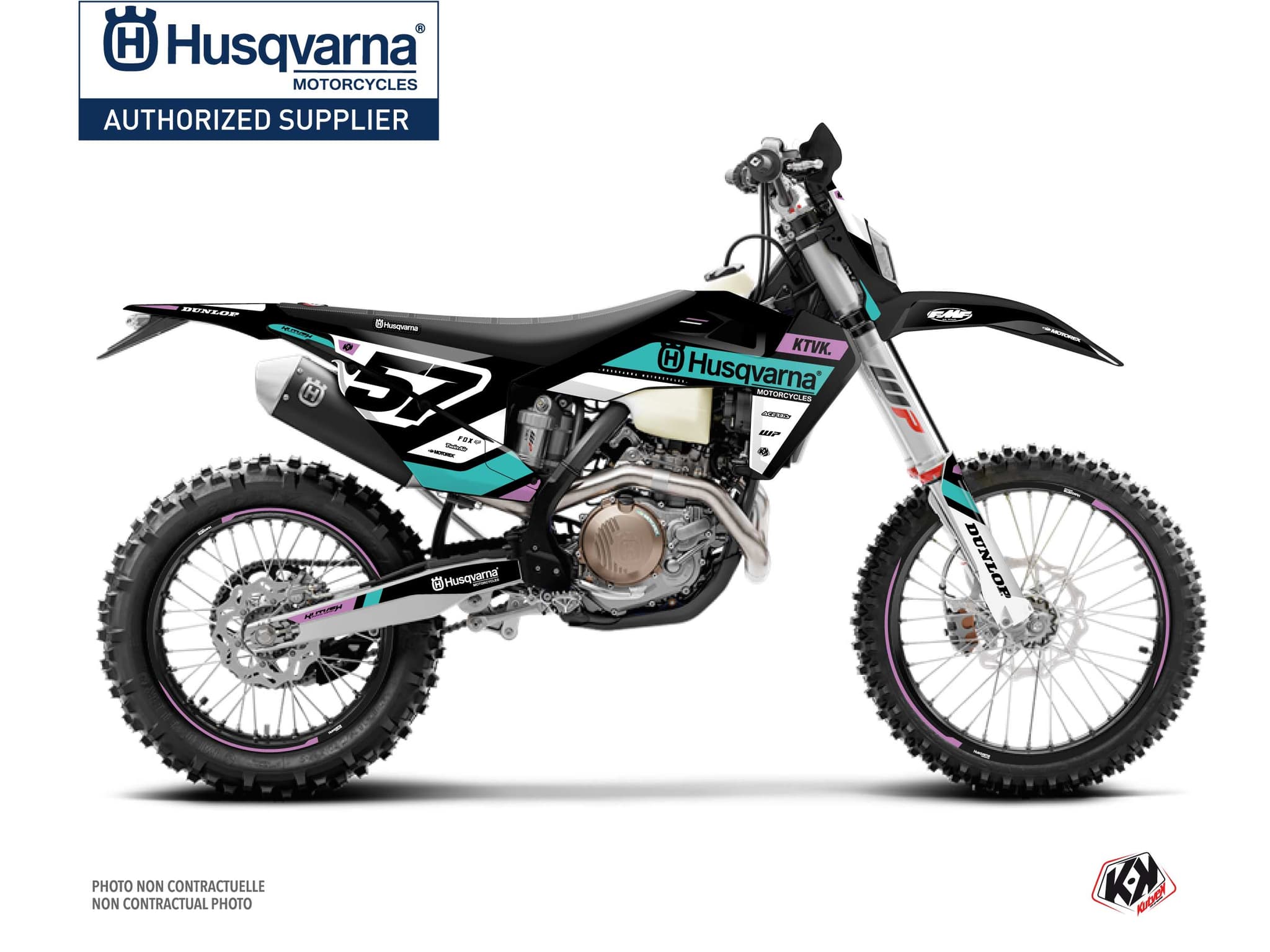 kit graphique motocross husqvarna te 250 start turquoise  