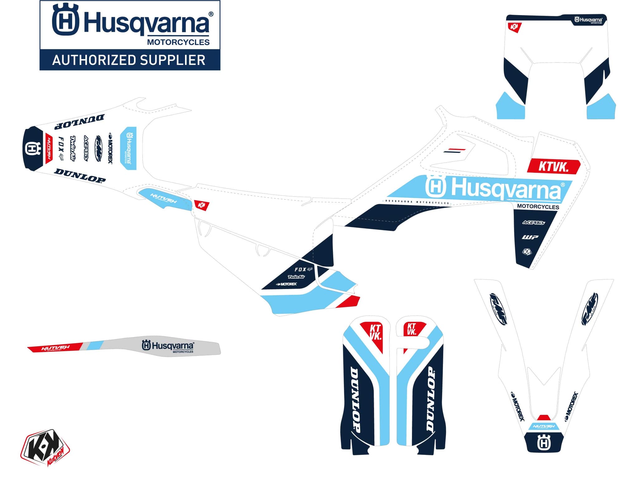 kit graphique motocross husqvarna te 300 start bleu | Husqvarna | Kutvek - View 2