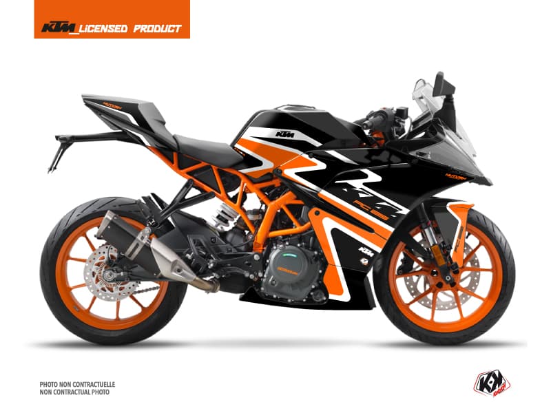 kit graphique moto ktm rc 125 storm orange-noir  