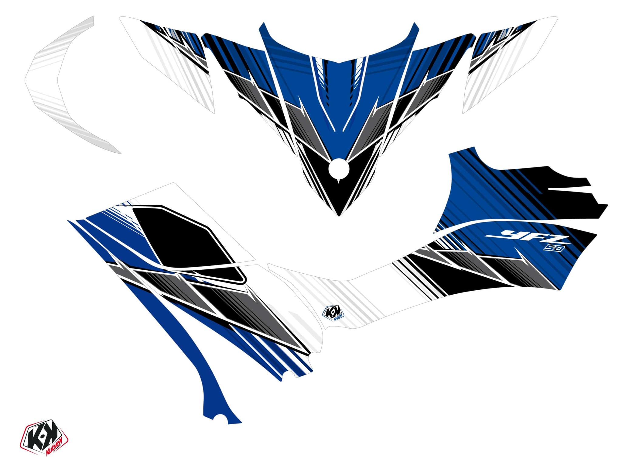 Kit Graphique Quad Stripe Yamaha 50 YFZ Gris | Yamaha | Kutvek - View 2