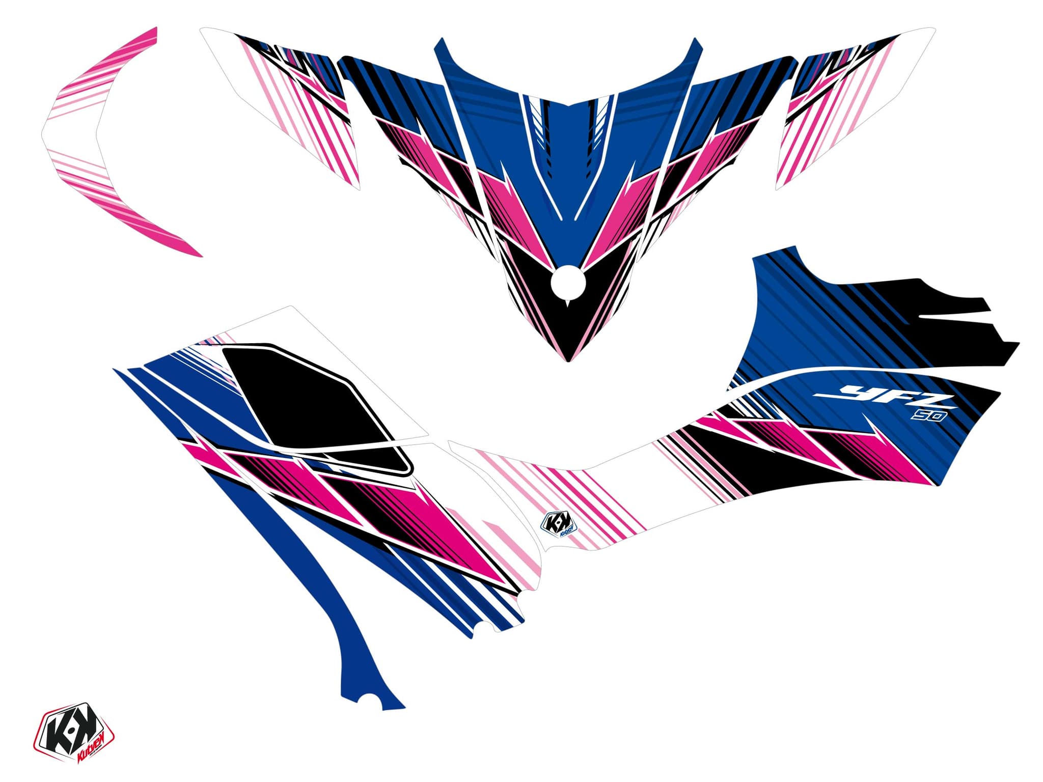 Kit Graphique Quad Stripe Yamaha 50 YFZ Rose | Yamaha | Kutvek - View 2