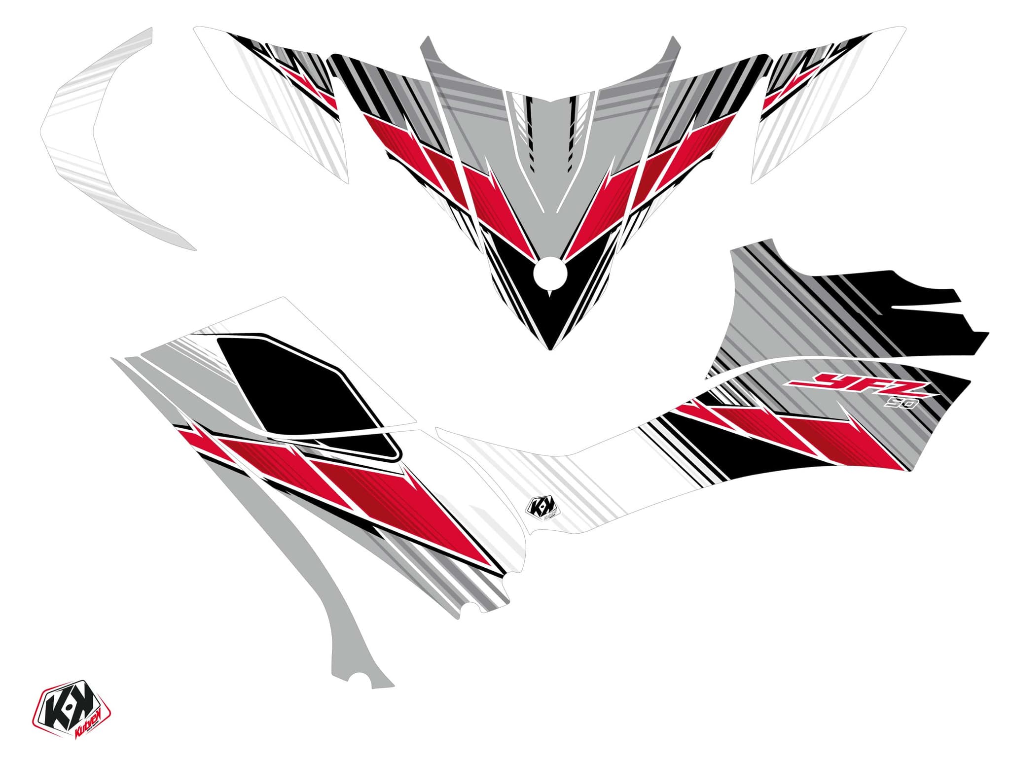 Kit Graphique Quad Stripe Yamaha 50 YFZ Rouge | Yamaha | Kutvek - View 2