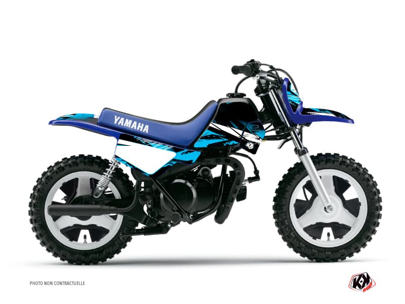 kit graphique motocross yamaha pw 50 techno bleu  