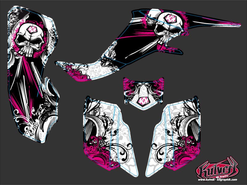 kit graphique quad kawasaki kfx 400 trash noir-rose | Kawasaki | Kutvek - View 2