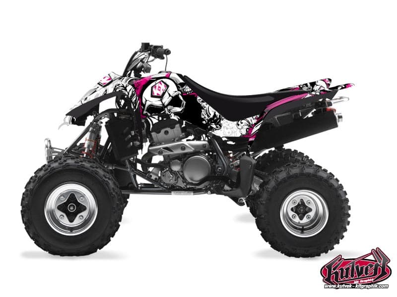 kit graphique quad kawasaki kfx 400 trash noir-rose  