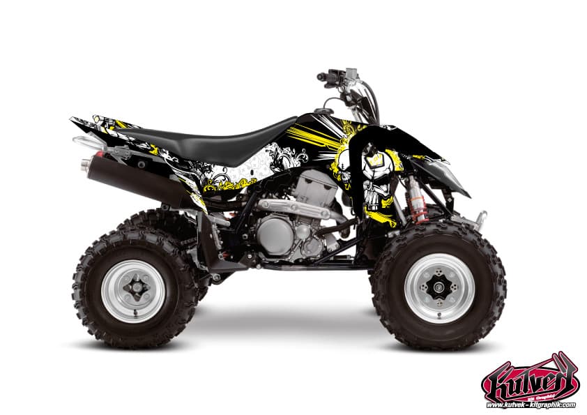 kit graphique quad suzuki ltz 400 ie trash noir-jaune  