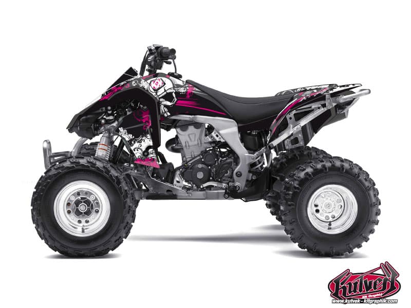 kit graphique quad kawasaki kfx 450 trash noir-rose  
