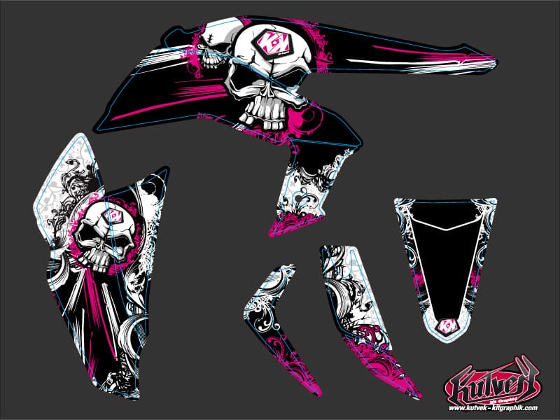 kit graphique quad kawasaki kfx 450 trash noir-rose | Kawasaki | Kutvek - View 2