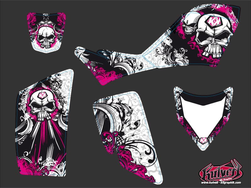 kit graphique quad kawasaki kfx 700 trash noir-rose | Kawasaki | Kutvek - View 2