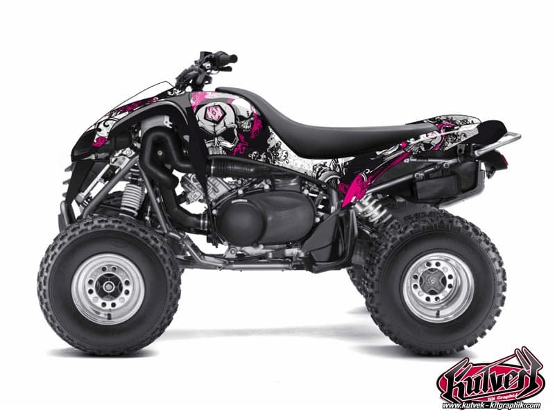 kit graphique quad kawasaki kfx 700 trash noir-rose  