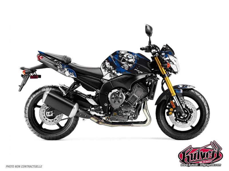 kit graphique moto yamaha fz 8 trash noir-bleu  