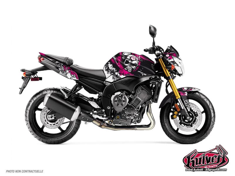 kit graphique moto yamaha fz 8 trash noir-rose  