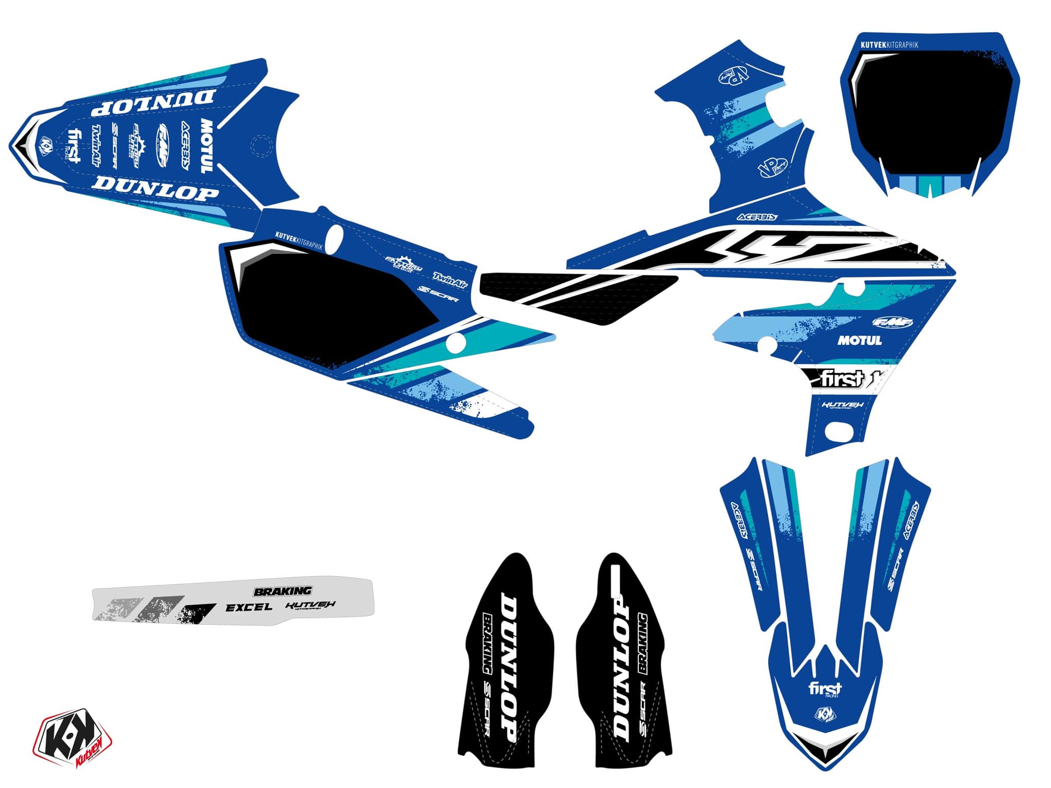 kit graphique motocross yamaha yz 250 f trix bleu | 250 YZF | Kutvek - View 2